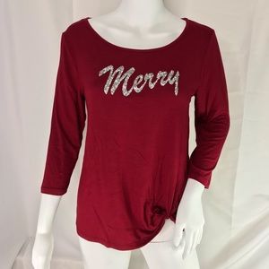 Exclusive One Rhinestone Merry Long Sleeve Christmas Sz Medium NWOT